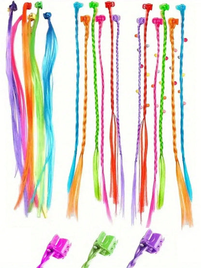 Colorful Hair Extensions Set for Kids with Bobby Pins - Smarsty
