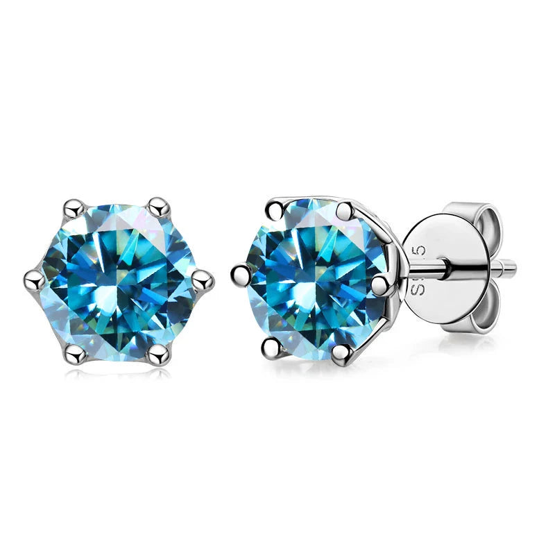 1 CT D Color Moissanite Stud Earrings Sparkling 925 Silver - Smarsty