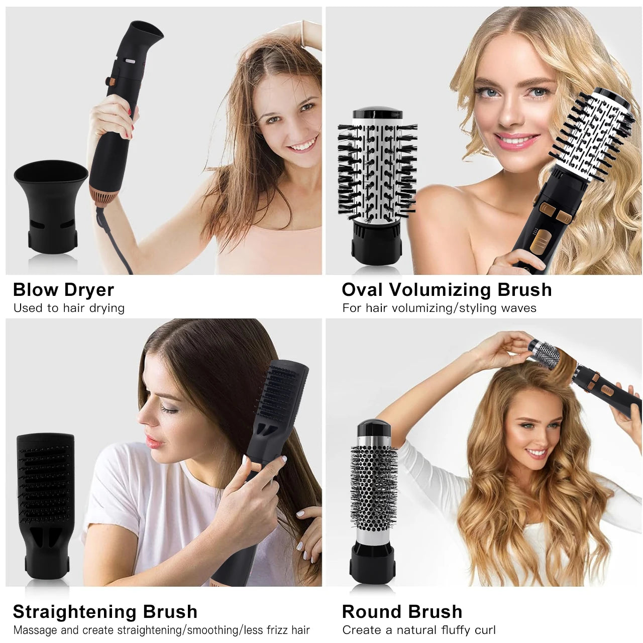 Hatteker Hot Air Brush with Replaceable Heads for Versatile Styling - Smarsty