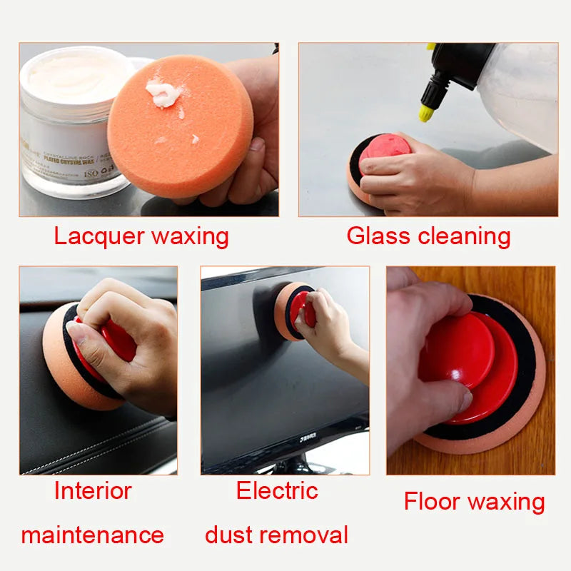 Car Wax Applicator Pads Set Soft Sponge Red Handle - Smarsty