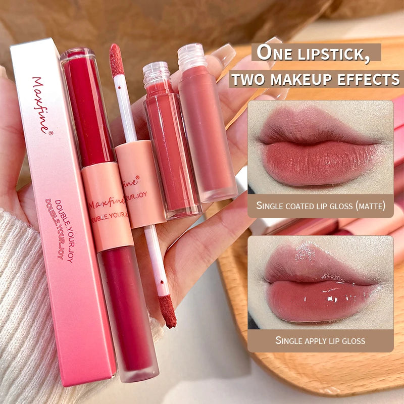 Double Ended Matte Lip Gloss Moisturizing Velvet Texture - Smarsty