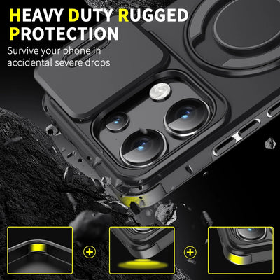 Shockproof Magnetic Case for Redmi Note 14 13 Pro 5G 4G Plus Slide Camera Lens Ring Stand Protect Cover by Smarsty
