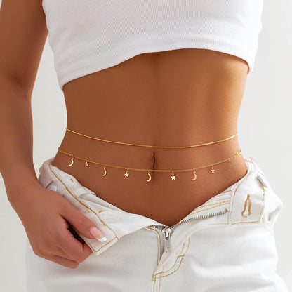 Boho Rhinestone Star Moon Belly Chain for Summer - Smarsty