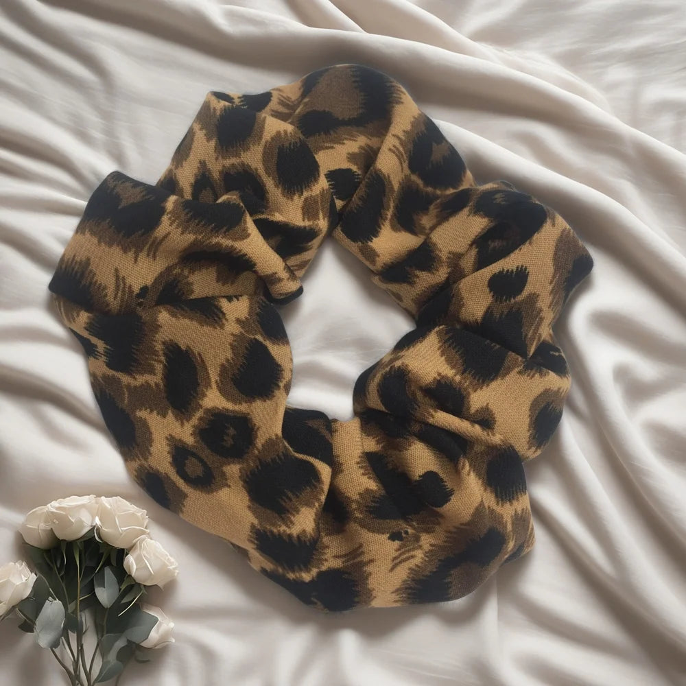 Leopard Print Scrunchie High Elastic Hair Tie Elegant - Smarsty