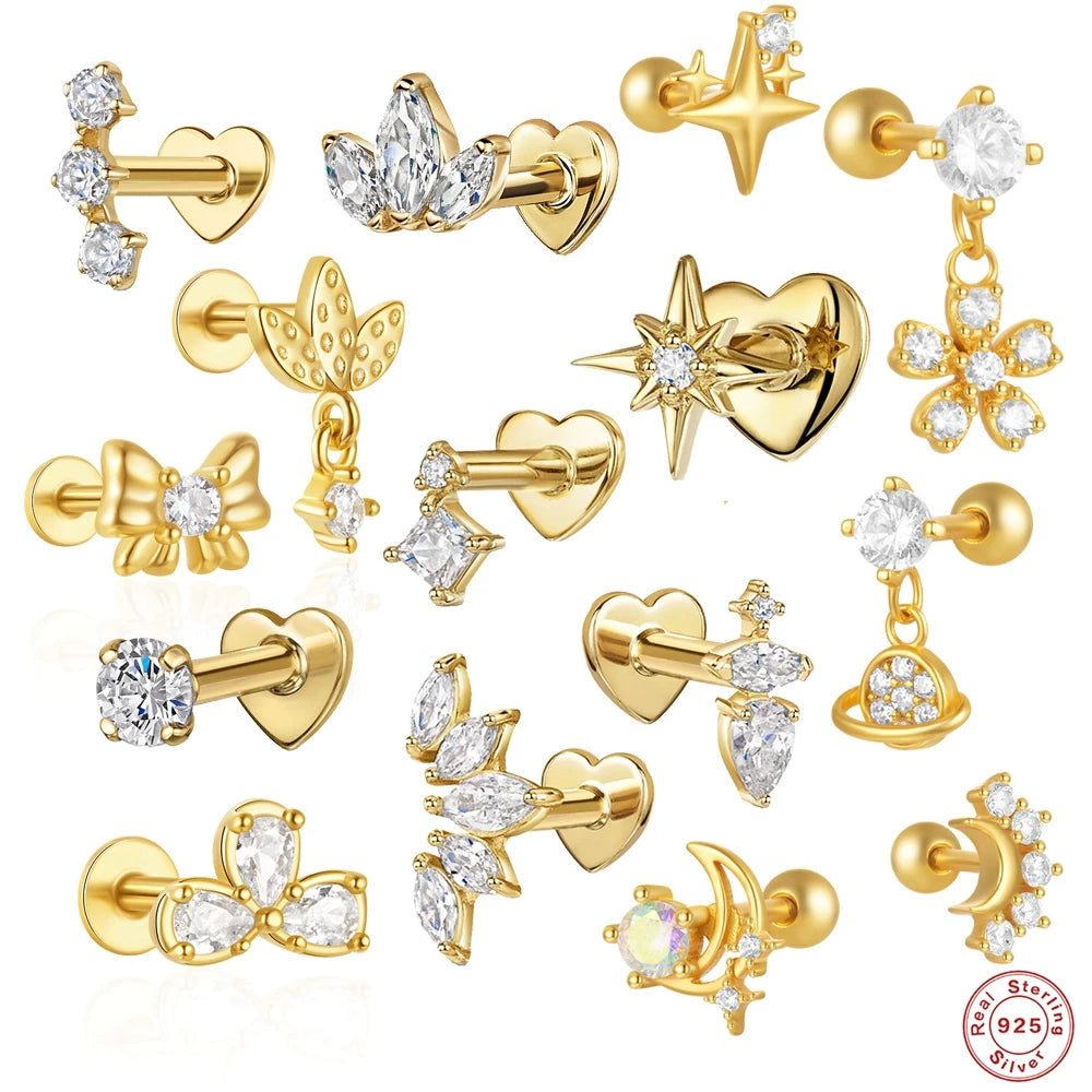 Sterling Silver Heart Zircon Stud Earrings Elegant Gift - Smarsty