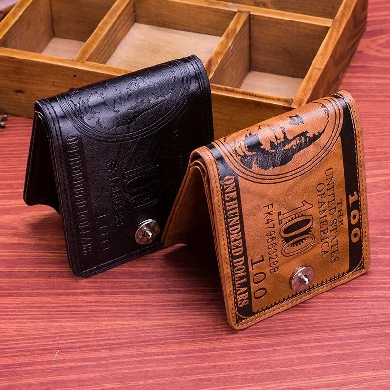 Fashion Wallets With 100 US Dollar Pattern Wallet Male Leather Photo Card Holder Large Capacity - Smarsty