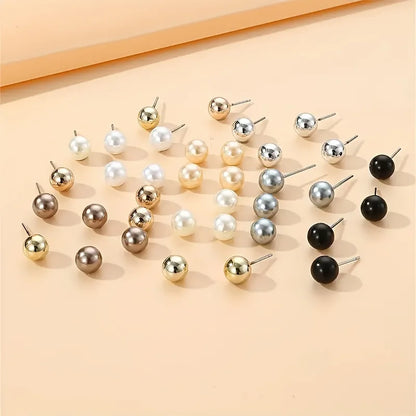 Elegant Multicolor Imitation Pearl Stud Earrings Set - Smarsty