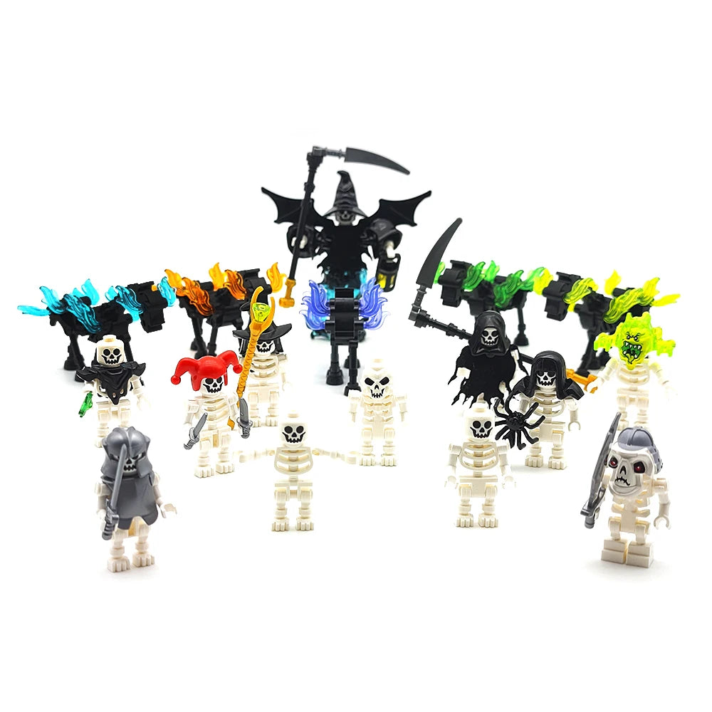 MOC Halloween Skeleton Army Mini Doll Building Blocks DIY Assembled Building Blocks Character Doll Skeleton Horse Ornaments Toy