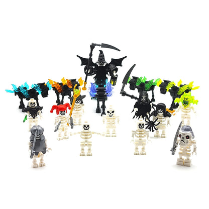 MOC Halloween Skeleton Army Mini Doll Building Blocks DIY Assembled Building Blocks Character Doll Skeleton Horse Ornaments Toy