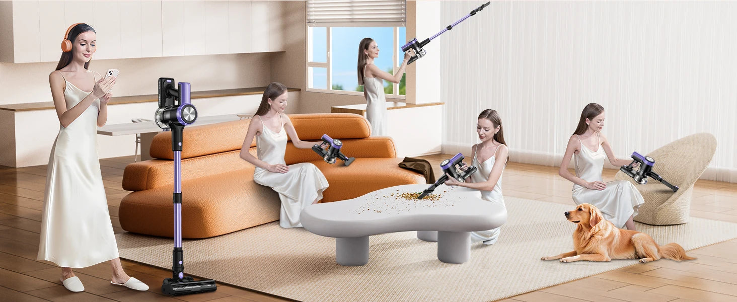 500W/55KPA Self-Standing Cordless Vacuum Cleaner,60 Mins Handheld Vacuum Cleaners,Smart LED Screen Vacuum for Carpet/Pet Hair - Smarsty