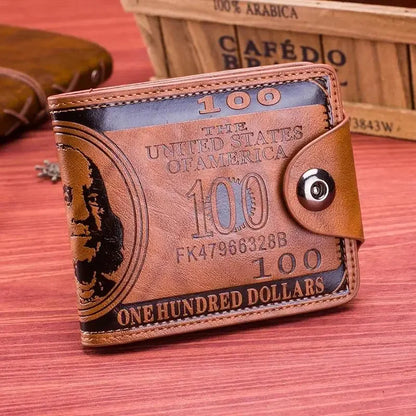 Fashion Wallets With 100 US Dollar Pattern Wallet Male Leather Photo Card Holder Large Capacity - Smarsty