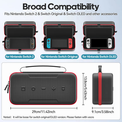 For Switch 2 & Switch Original & Switch OLED Large Storage Bag Anti-Scratch Waterproof Travel Carrying Case for N-Switch 2