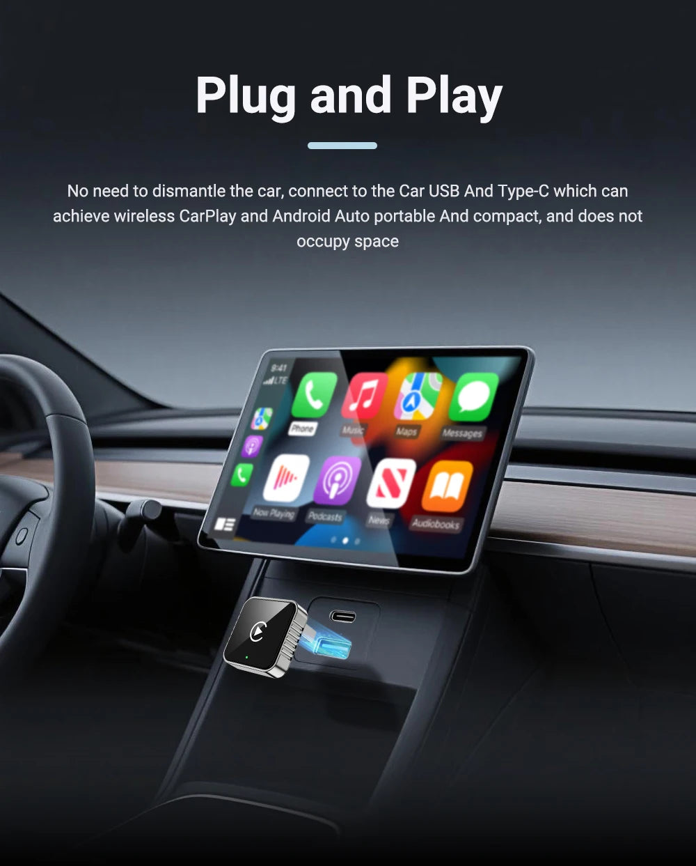 New Super Mini Carplay AI Box Wired to Wireless CarPlay/Android Auto 2in1 Box 5GHz WiFi5 for 99% Original Wired CarPlay/Auto Car - Smarsty