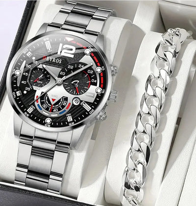 Luxury Men's Silver Quartz Watch With Luminous Feature - Smarsty