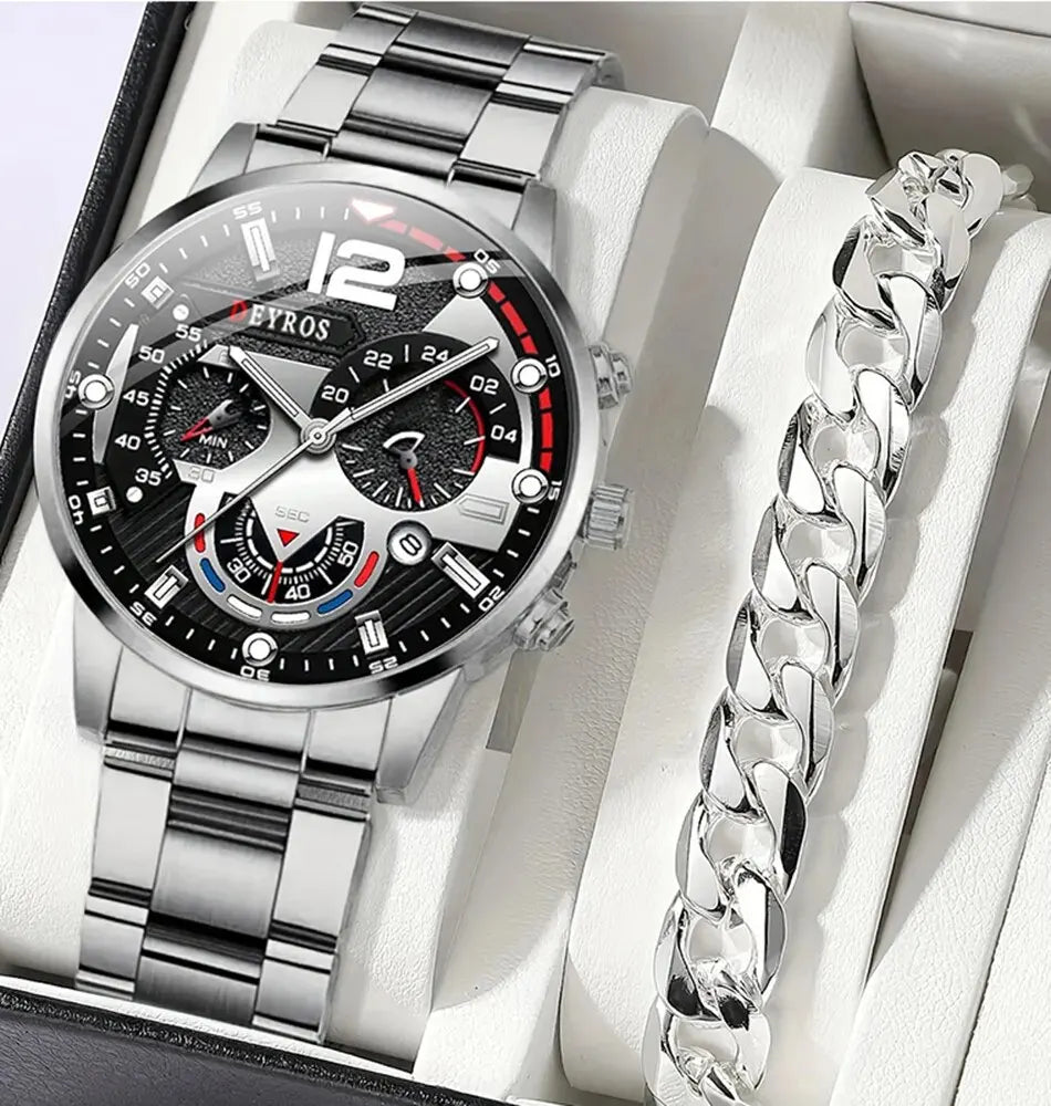 Luxury Men's Silver Quartz Watch With Luminous Feature - Smarsty