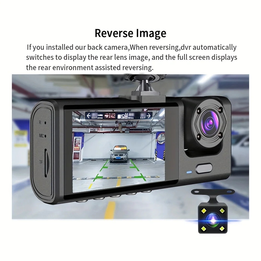 Dash Cam W/ IR Night Vision Loop Recording & 2" IPS Screen 1080P 3 Camera ， DVR recorder, video recorder, Vehicle DVR - Smarsty