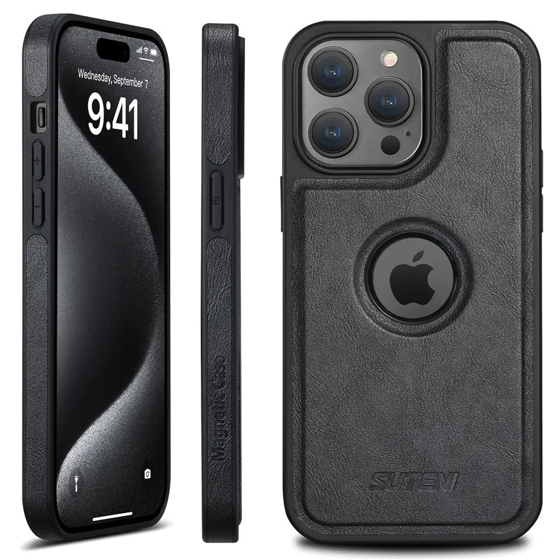 Luxury Leather MagSafe Magnetic Wireless Charging Case For iPhone 15 16 17 Pro Max 14Plus 13Pro 12 Pro Max Back Cover