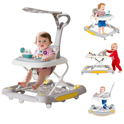 Baby Walkers With Universal Wheel Anti-Roll Anti O-Leg Walker Handcart Learning Start Walker Foldable Multifunction
