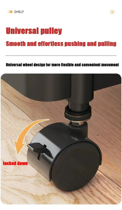 Bookshelf Storage Trolley Mobile Kitchen Organizer Cart with Wheels Save Space Household Shelves Bedroom Snacks Storage Rack by Smarsty