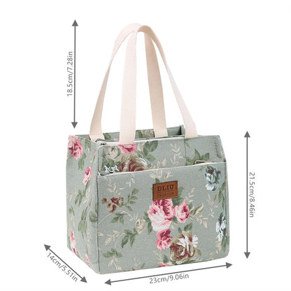 Insulated Floral Lunch Bag Large Capacity Bento Cooler - Smarsty