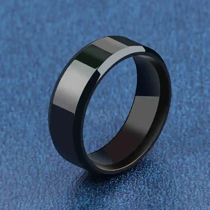 Stainless Steel Black Wedding Band Ring for Couples - Smarsty