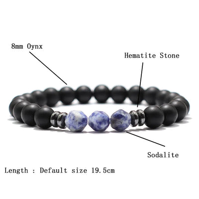 Mens Black Onyx and Tiger Eye Beaded Bracelet - Smarsty