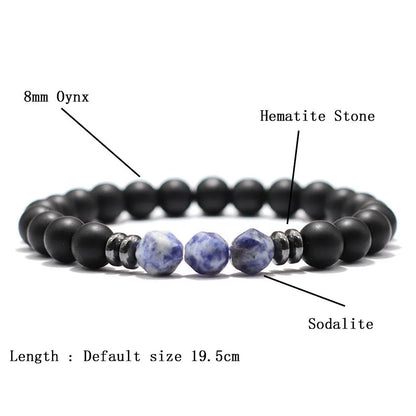 Mens Black Onyx and Tiger Eye Beaded Bracelet - Smarsty