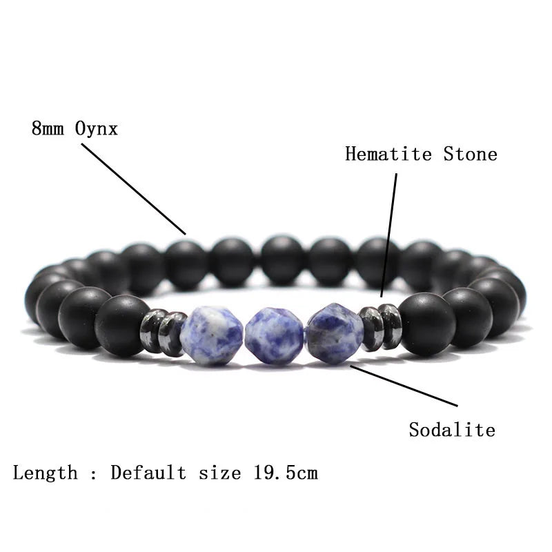 Mens Black Onyx and Tiger Eye Beaded Bracelet - Smarsty