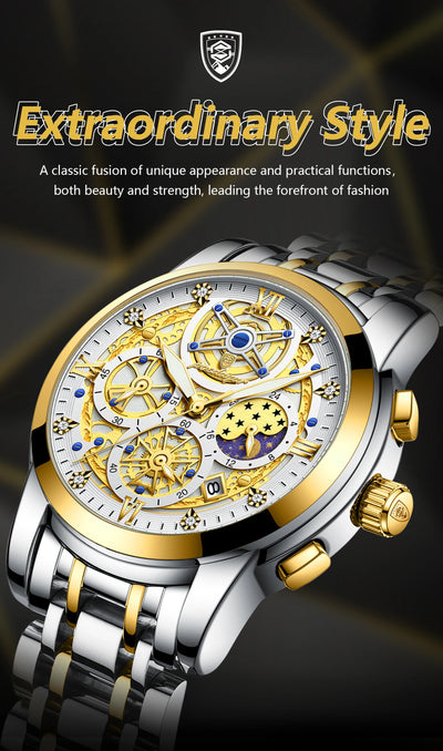 Luxury Waterproof Men's Chronograph Watch with Luminous Date - Smarsty