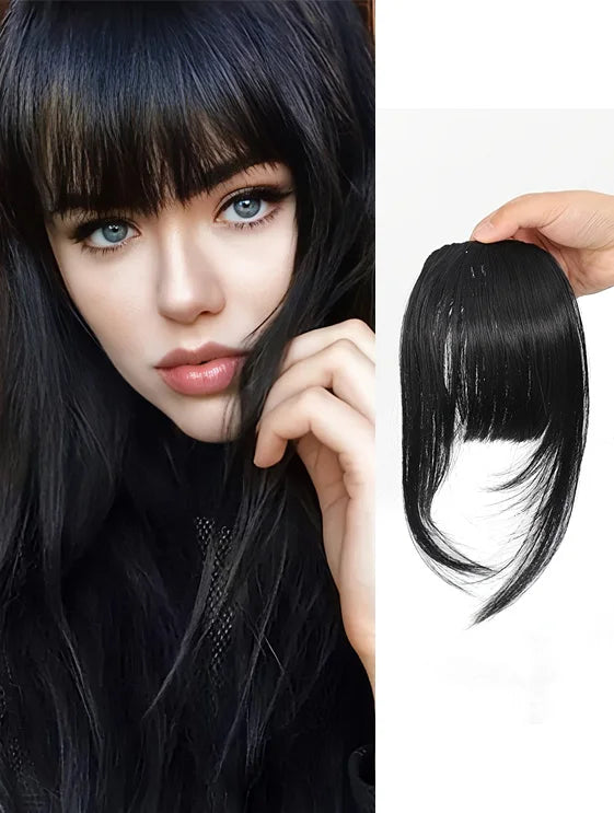 Synthetic Hair Clip-In Bangs Cut Wispy Fringe with Sideburns Dark Brown Natural Look for Women Daily Party Wear - Smarsty