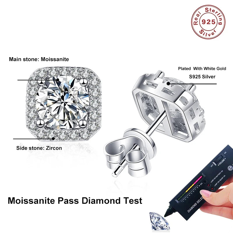 Moissanite Stud Earrings 0.5-1 Carat D Color Sparkling - Smarsty