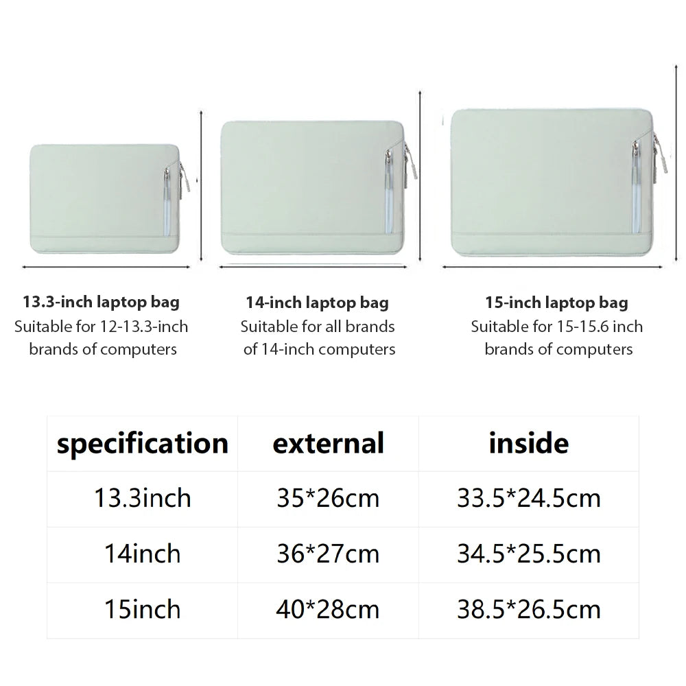 Waterproof Laptop Sleeve 13.3 To 15.6 Inches With Zipper