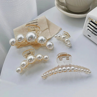 Large Pearl Hair Claw Clip Acrylic Fashion Barrette Stylish - Smarsty