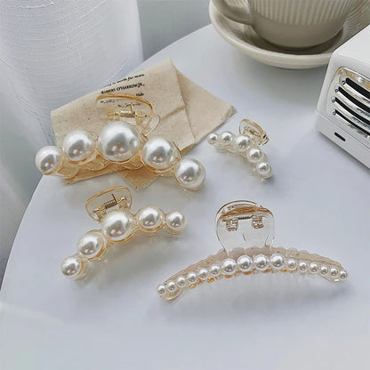 Large Pearl Hair Claw Clip Acrylic Fashion Barrette Stylish - Smarsty