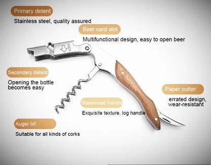 Stainless Steel Wine Corkscrew With Wood Handle - Smarsty