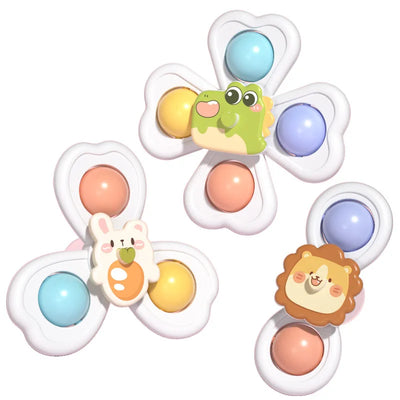 3 in 1 Suction Cups Spinning Top Toy For Baby Game Infant Teether Relief Stress Educational Rotating Rattle Bath Toys For Kids - Smarsty