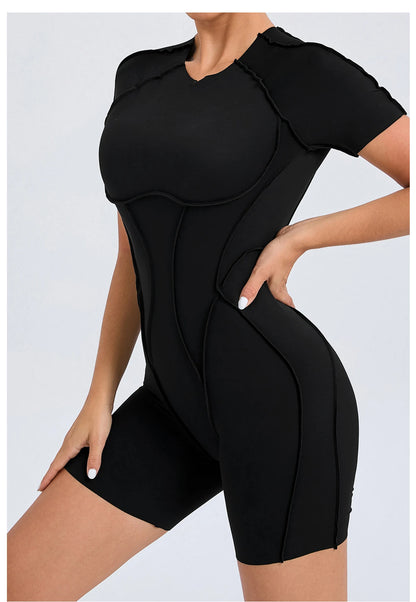 Short Jumpsuit Gym Clothes For Women Sportswear Fitness Overalls Backless Scrunch Booty Yoga Suit Sports Set Outfit - Smarsty