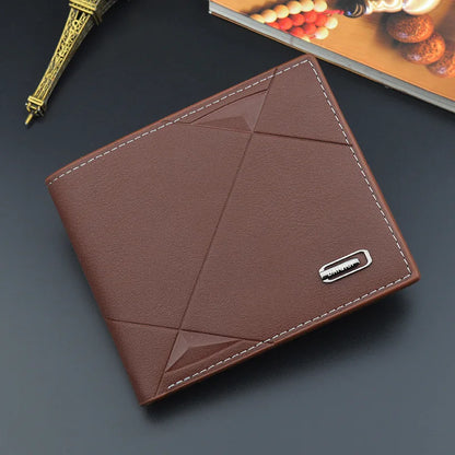 Men Short Bifold Faux Leather Masculina Billetera Credit ID Card Holder Wallet Billfold Purse Clutch Solid Hombre Business Slim - Smarsty