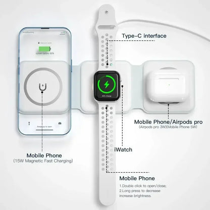 3 In 1 Wireless Magnetic Charger Dock For iPhone Pro - Smarsty
