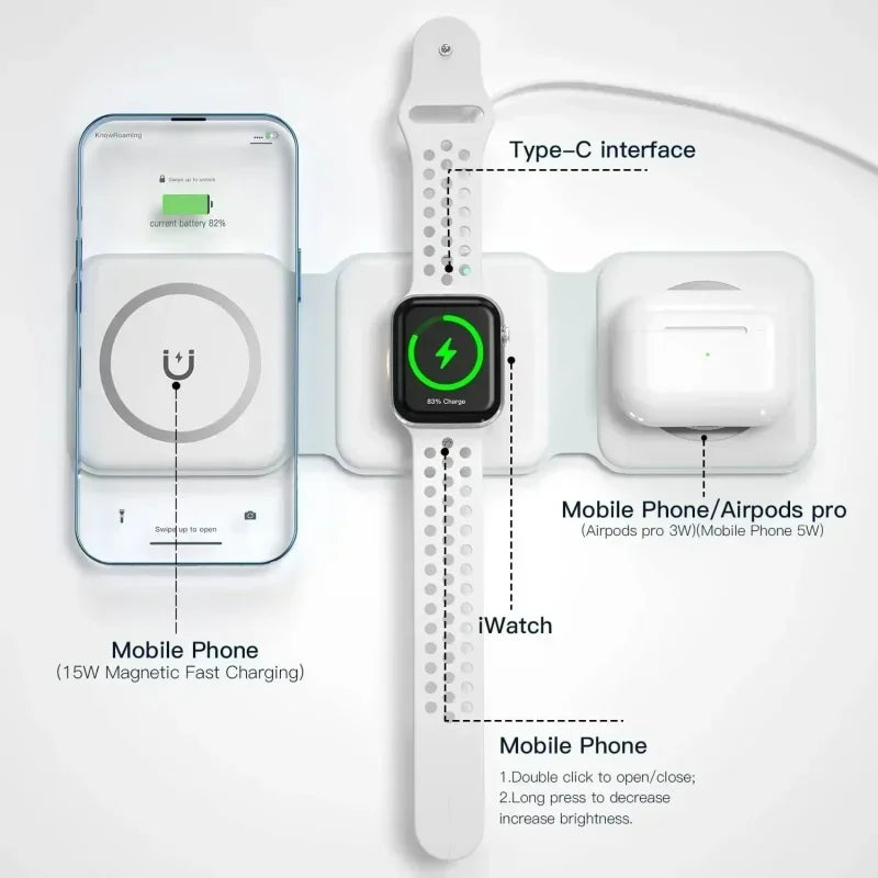 3 In 1 Wireless Magnetic Charger Dock For iPhone Pro - Smarsty