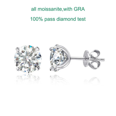 GRA Certified Moissanite Stud Earrings Sterling Silver - Smarsty