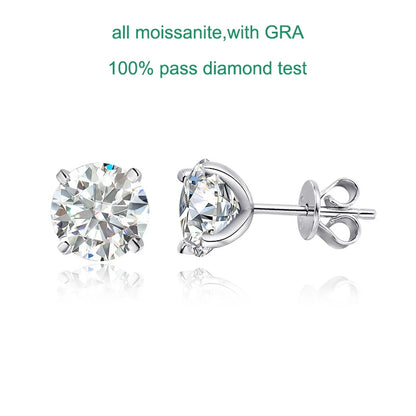 GRA Certified Moissanite Stud Earrings Sterling Silver - Smarsty