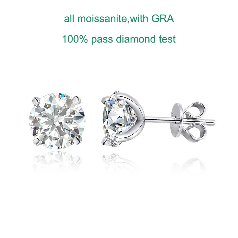 GRA Certified Moissanite Stud Earrings Sterling Silver - Smarsty