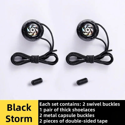 easy installation Automatic Shoelaces Without ties Black white Swivel Buckle Laces Thick Rope Sneakers Shoelace Shoe Accessories - Smarsty