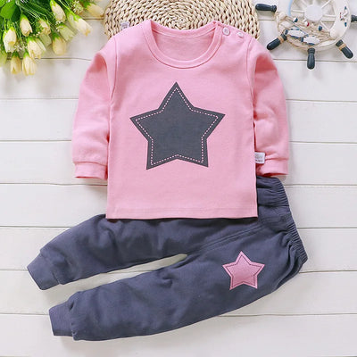 Cotton baby girl clothing winter newborn baby clothing set 2 sets of spring children's pajamas 0-5 year old baby cartoon casual by Smarsty