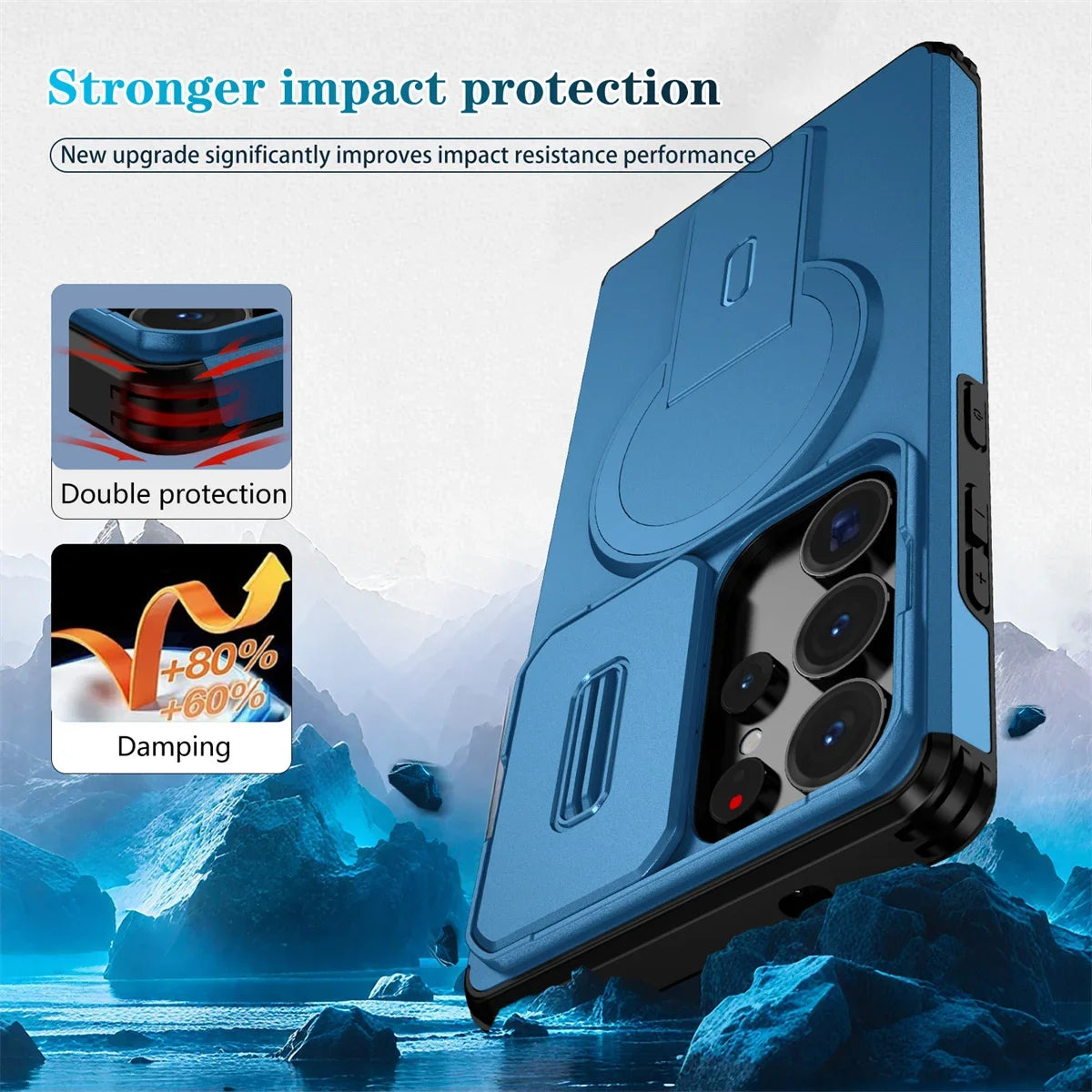 Lens Protect Camera Phone Case for Samsung S25 FE S24 S23 Ultra S22 Plus A17 A36 A56 A16 A15 A35 A55 Magnetic Kickstand Cover