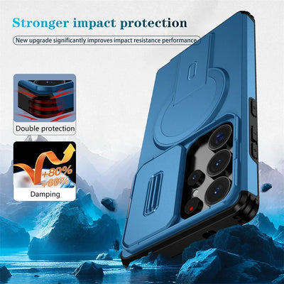 Lens Protect Camera Phone Case for Samsung S25 FE S24 S23 Ultra S22 Plus A17 A36 A56 A16 A15 A35 A55 Magnetic Kickstand Cover