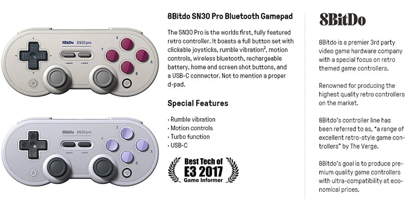 8Bitdo SN30 Pro Bluetooth Gamepad for Nintendo Switch - Smarsty