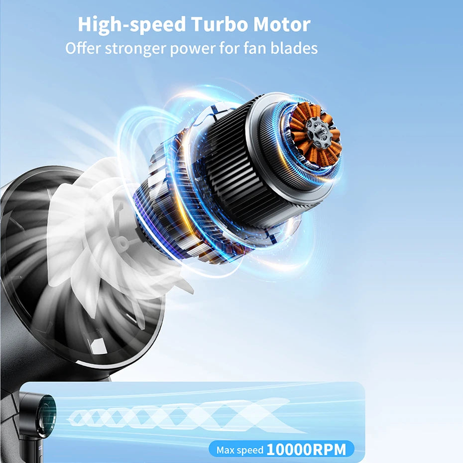 coldSky Portable Handheld Fan 3000mAh Battery Operated Cooling Fan 5 Speed Adjustable Small Desktop Fan With Digital Display