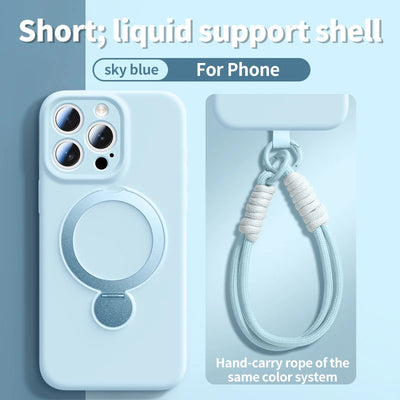 For iPhone 17 Pro Max Lanyard Magnetic Phone Case For iPhone Air 16 13 15 14 Pro Max For Magsafe Wireless Charge Silicone Cover - Smarsty